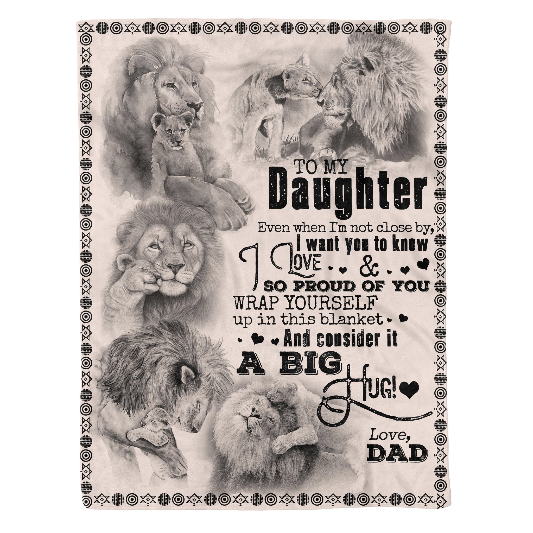 To Daughter – Lion – A Big Hug – Fleece Blanket