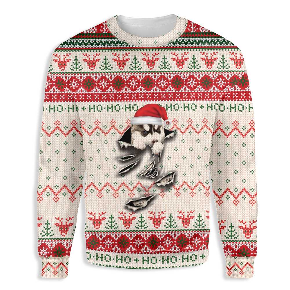 Ugly Christmas Husky Scratch Ez12 1510 All Over Print Sweatshirt