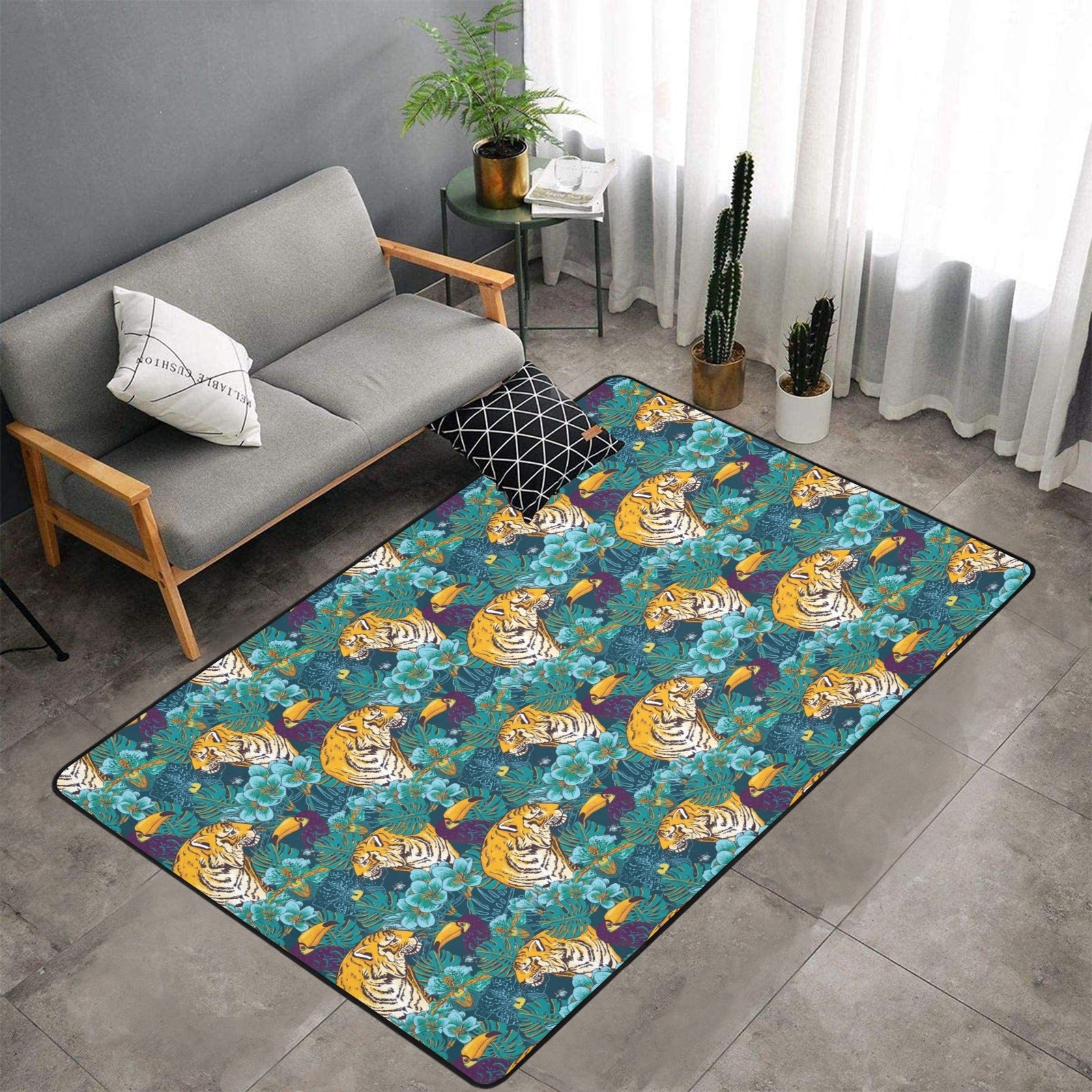 Tiger Tropical Print Design Lks301 Area Rug 7’X5′