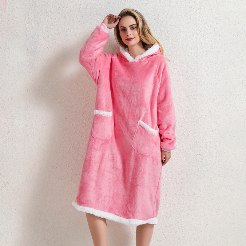 Super Long Flannel Blanket with Sleeves Winter Hoodies Sweatshirt Women Men Pullover Fleece Giant Blanket alx