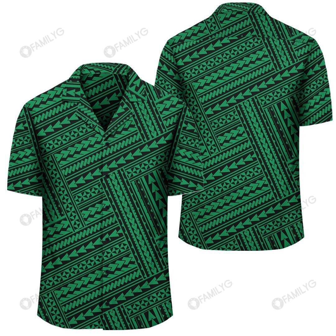 Polynesian Design Nation Green Hawaii Shirt Summer Hawaiian For Men, Women, Couple