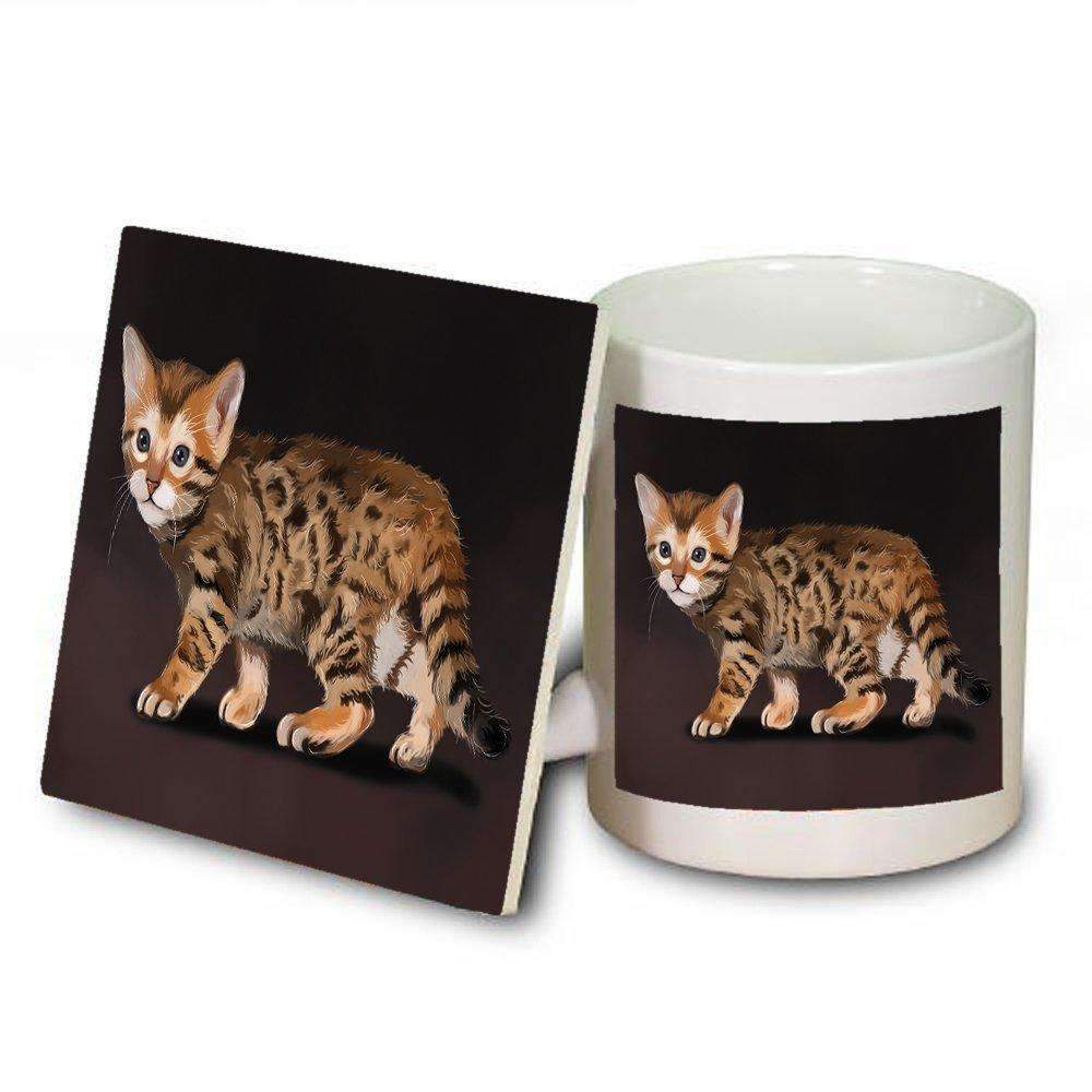 Bengal Kitten Cat Mug And Coaster Set