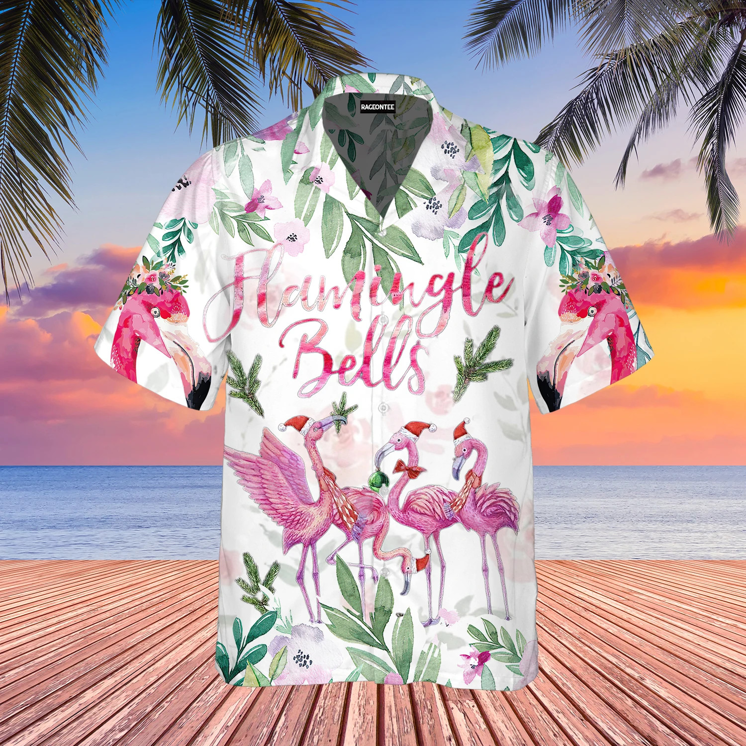 Merry Flamingo On Christmas Day Hawaiian Shirt  Unisex  Adult  Wt1520