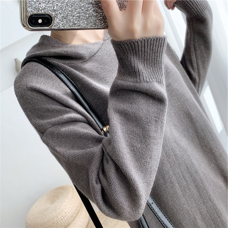 Autumn Winter Casual Soft Solid Fashion Women’s Loose Slim Gentle Temperament Dress Knit Warm Long Skirt Sporty Hoodies alx