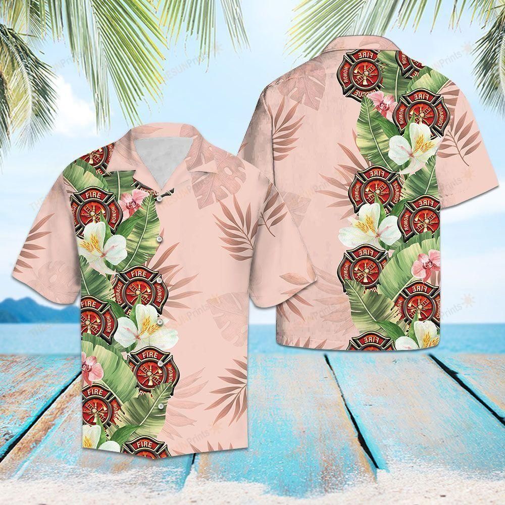 Tropical Firefighter Aloha Hawaiian Shirt Colorful Short Sleeve Summer Beach Casual Shirt For Men And Women