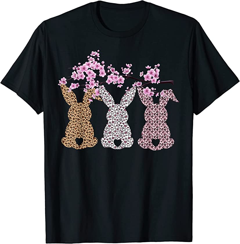 Bunny Sakura Floral Easter Bunnies Leopard Heart Bunny T-Shirt