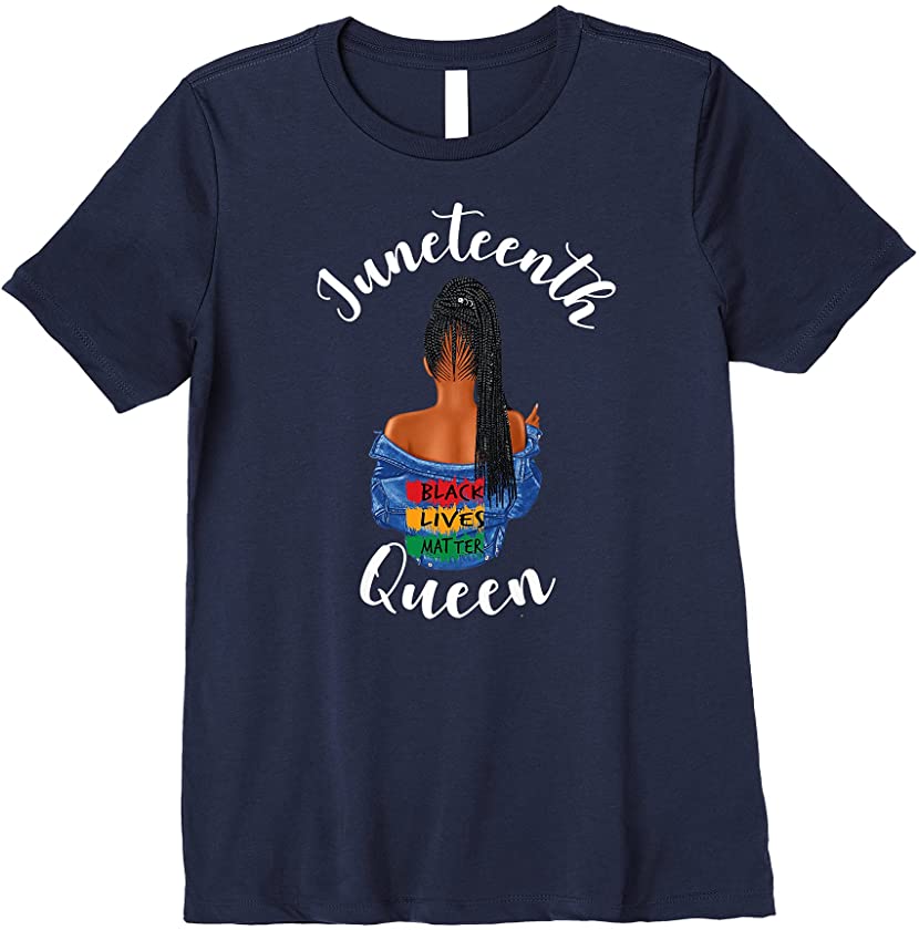 Womens African American Girl Juneteenth Queen BLM Womens Pride Premium T-Shirt