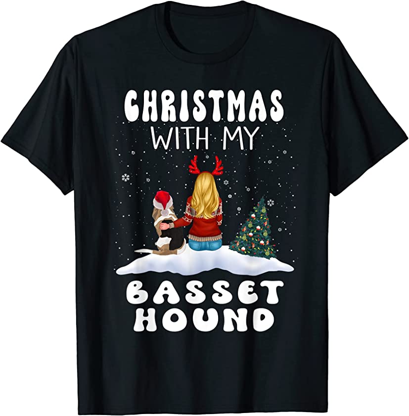 Christmas With My Basset Hound Dog Puppy Funny Xmas T-Shirt