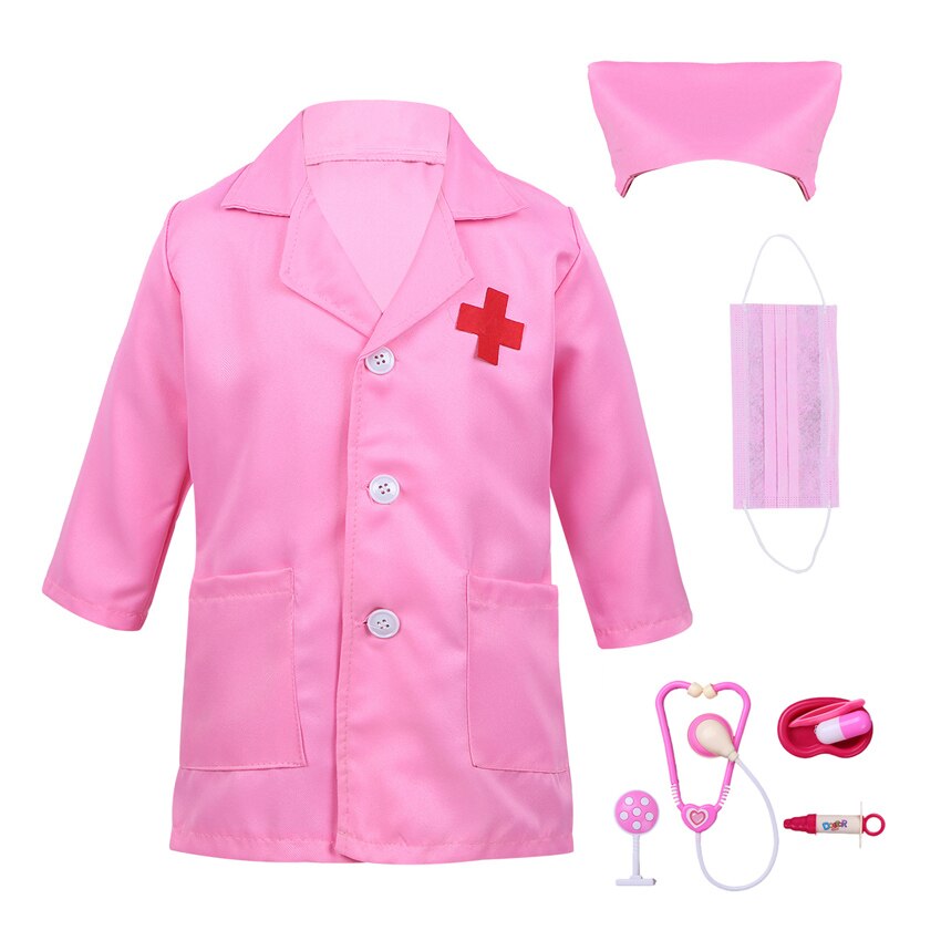 100-160 Cm Kids Doctor Nurse Uniform Cosplay for Boys Girls Halloween Carnival Fancy Party Performance Costumes Toys Sets alx