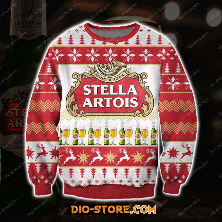 STELLA ARTOIS BEER 3D ALL OVER PRINT UGLY CHRISTMAS SWEATSHIRT 1