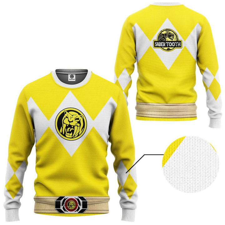 Mighty Morphin Power Rangers Ugly Christmas Sweater – All Over Print 3D Sweater – Yellow