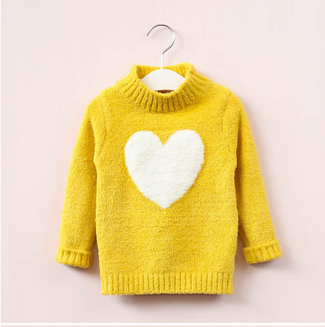 2-9Years Baby Girls Knitted Sweater 2020 Winter And Autumn Long Sleeve Warm High Collar Cute Heart Kids Sweater Top Girl Clothes alx