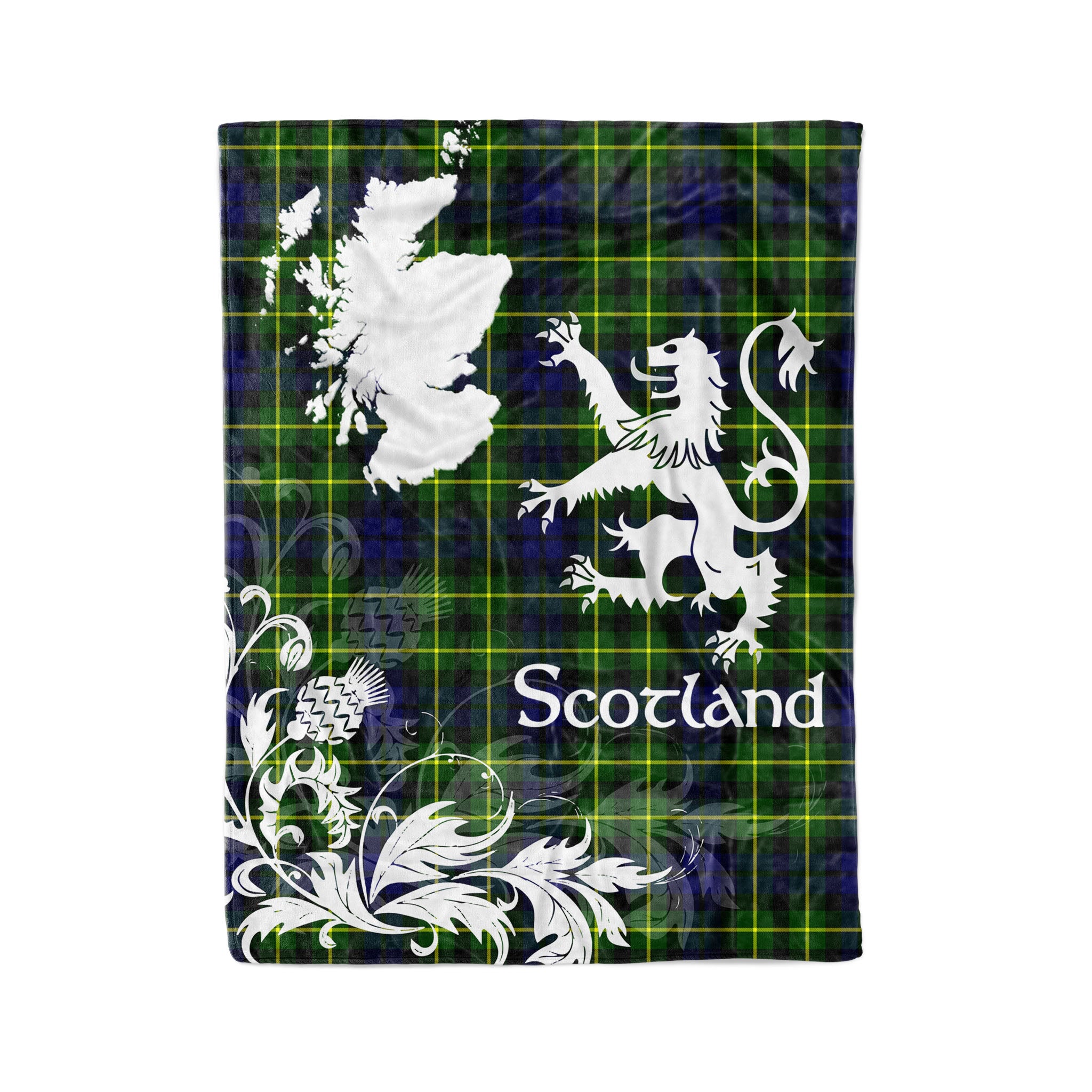 Tartan Plaid Fleece Blanket Tartan Blanket Thistle And Lion Scottish Clan Campbell Of Breadalbane Modern Plaid Blanket