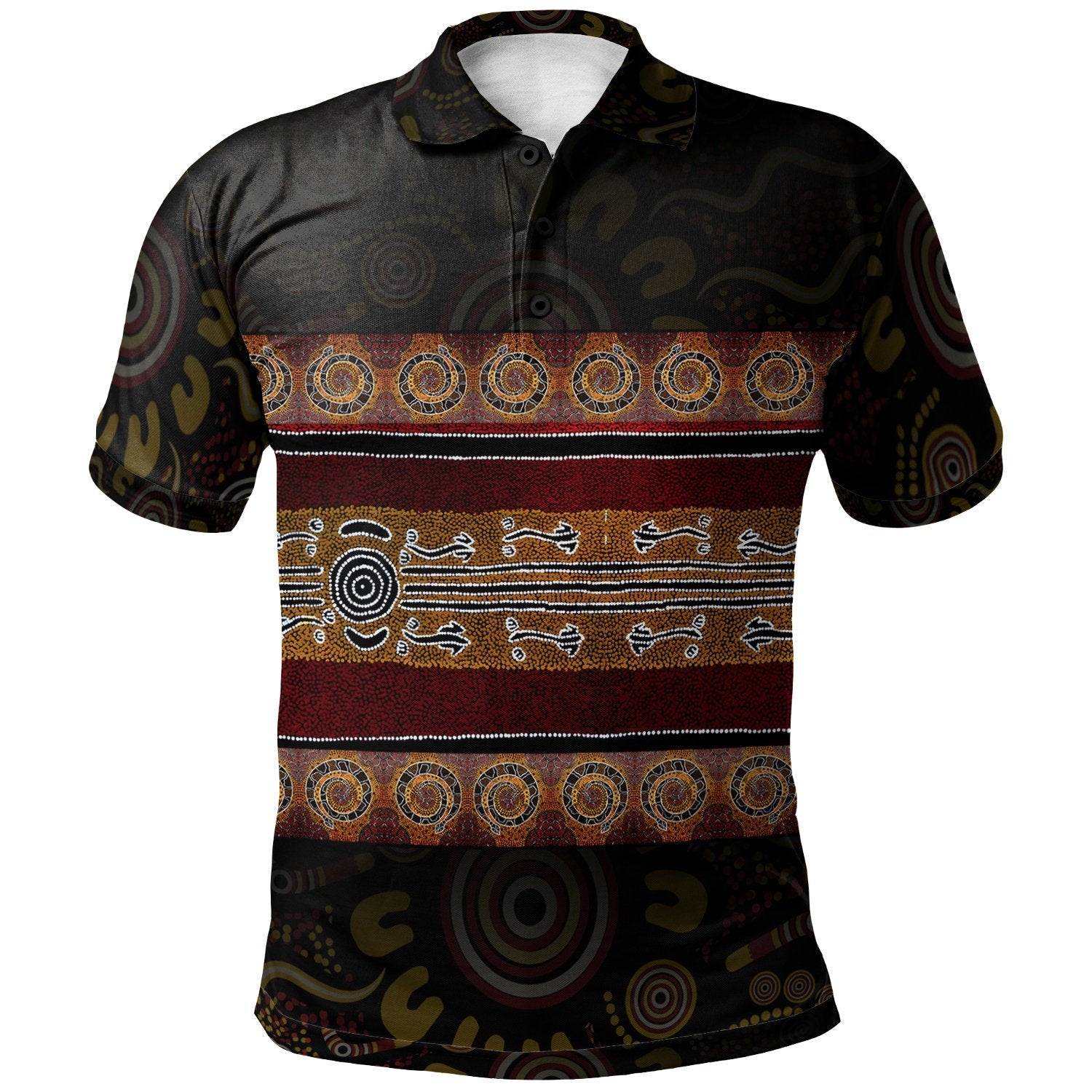 Aboriginal Polo - Aboriginal Dot Panting Art Horizontal Lines Polo Shirt