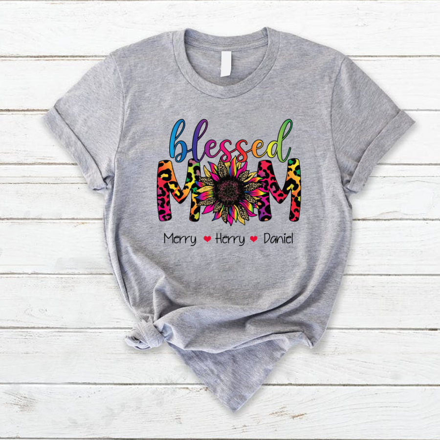 Personalized Mom Shirt, Blessed Mom With Kids, Mother’S Day Shirt, Mother’S Day Gift For Mom, Grandma, Mimi, Nana T-Shirt