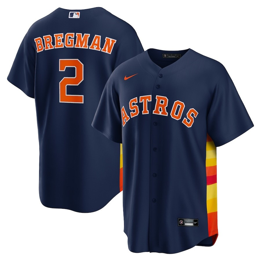 Alex Bregman 2 Houston Astros Alternate Player Name Jersey – Navy