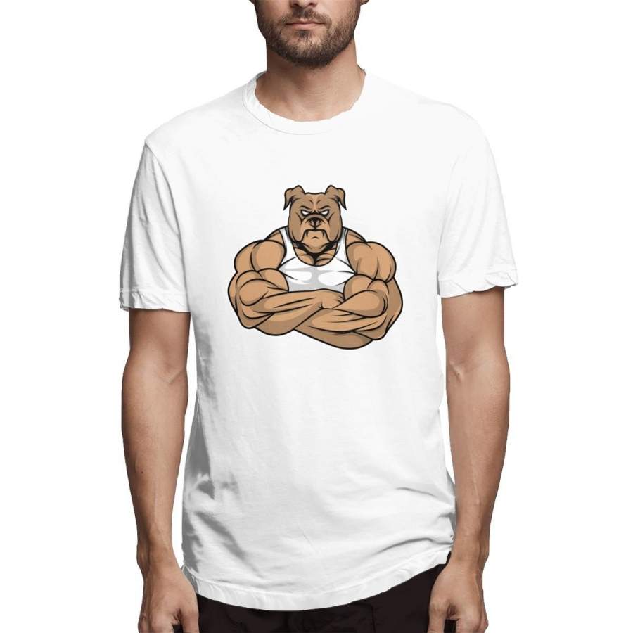 Summer Fashion Men’s Cotton T-shirt Dog Pet Bulldog Graphic T-shirt Printed Plus-size Men’s T-shirt Summer Tops