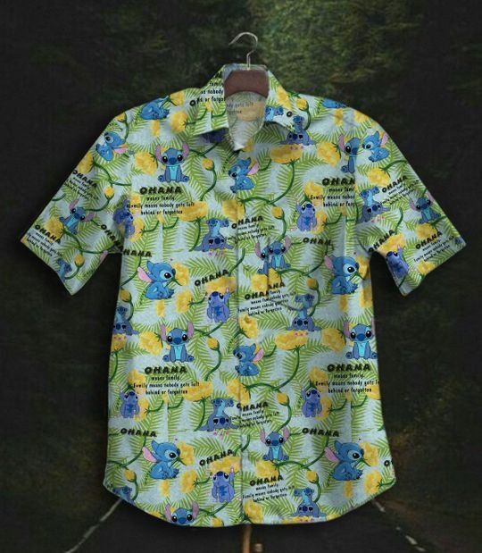 Lilo And Stitch Hawaiian Graphic Print Short Sleeve Hawaiian Casual Shirt