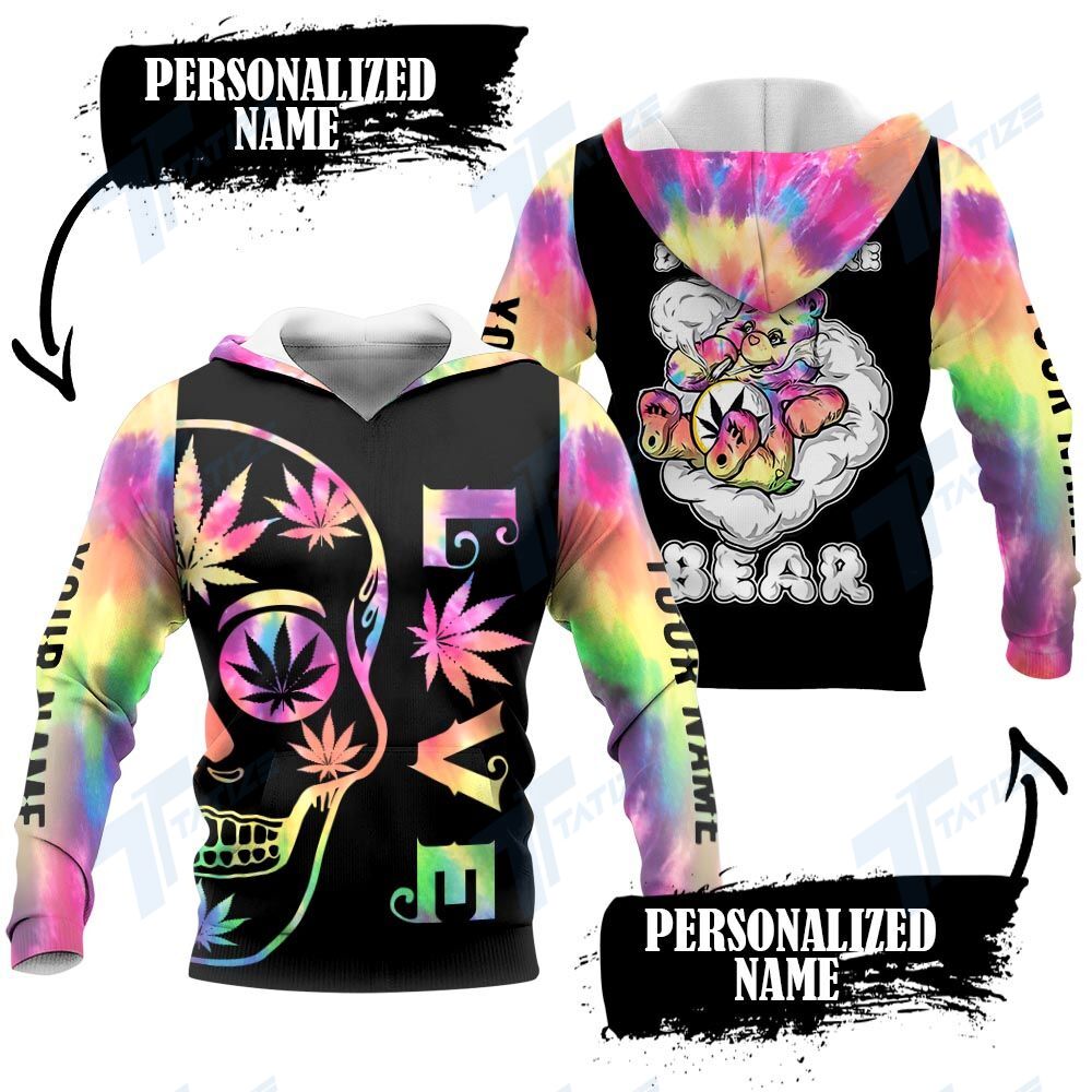 Weed dont care bear tie dye custom name 3D All Over Printed Shirt, Sweatshirt, Hoodie, Bomber Jacket Size S – 5XL