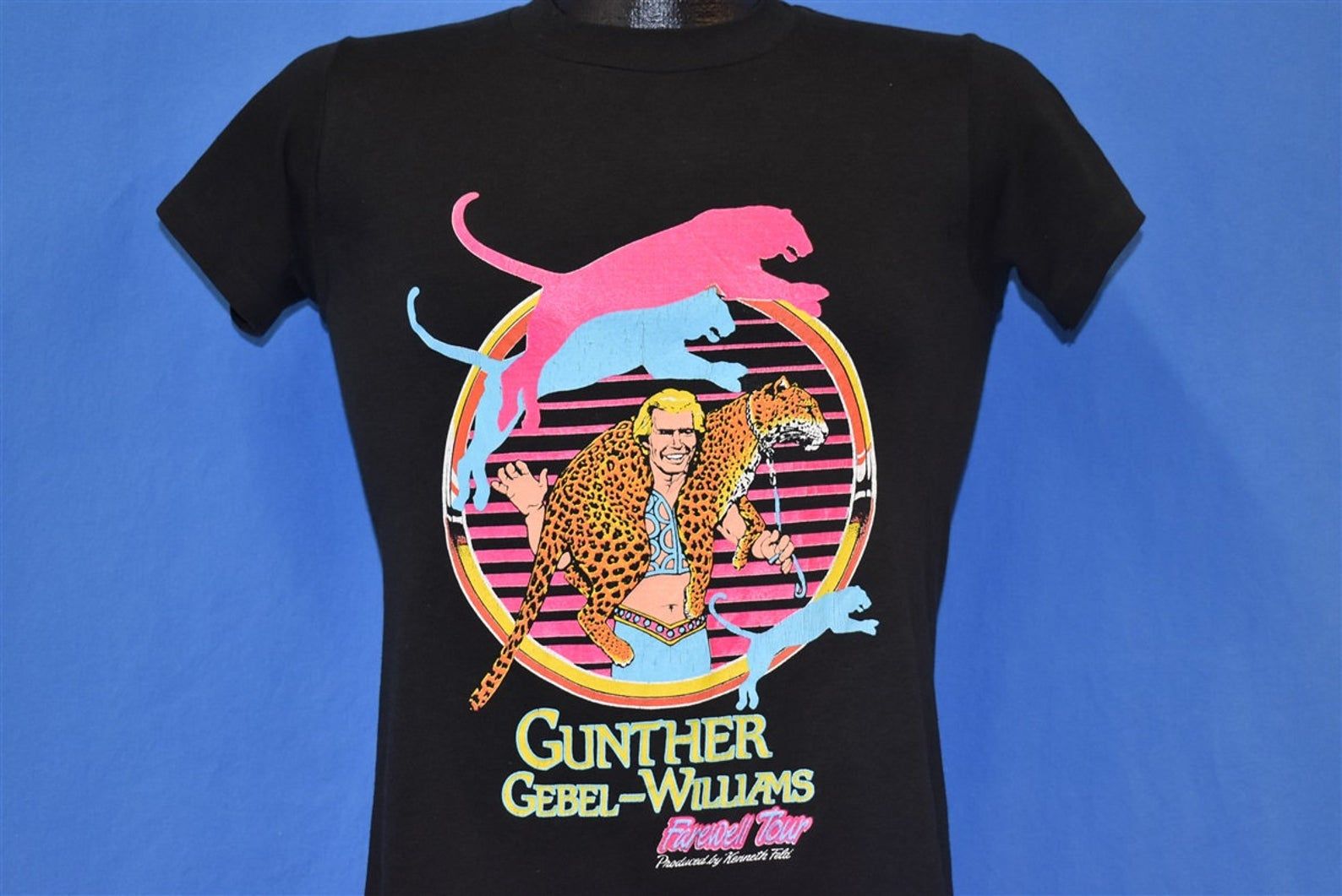 80S Gunther Gebel Williams Tour Ringling Barnum Circus Leopard T-Shirt Extra