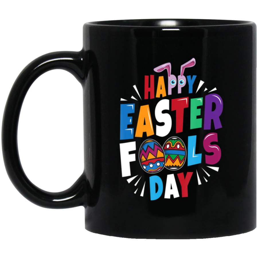 Toddler Easter for Boy Cute Funny 11oz 15oz Black Mug Happy Easter Day Funny Colors Eggs Bunny Ears Peeps Cute