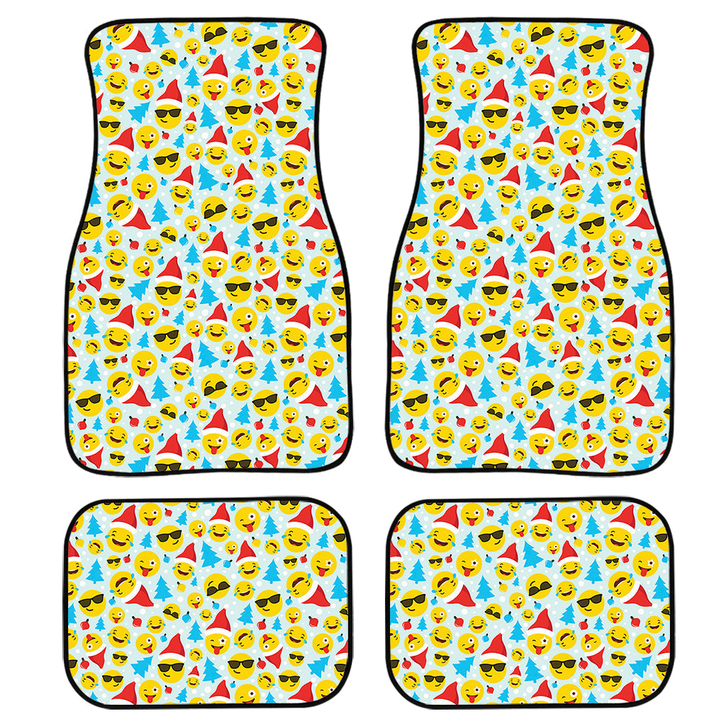 Christmas Emoji Pattern Print Front And Back Car Floor Mats, Front Car Mat