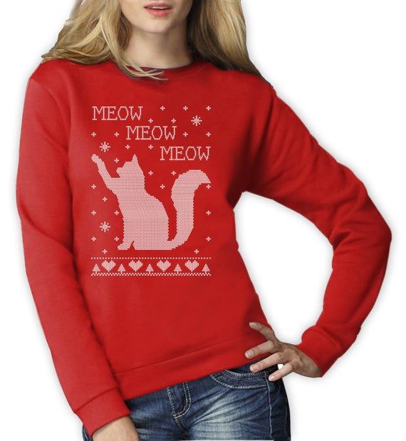 Cats Ugly Christmas Sweater Funny Women Sweatshirt