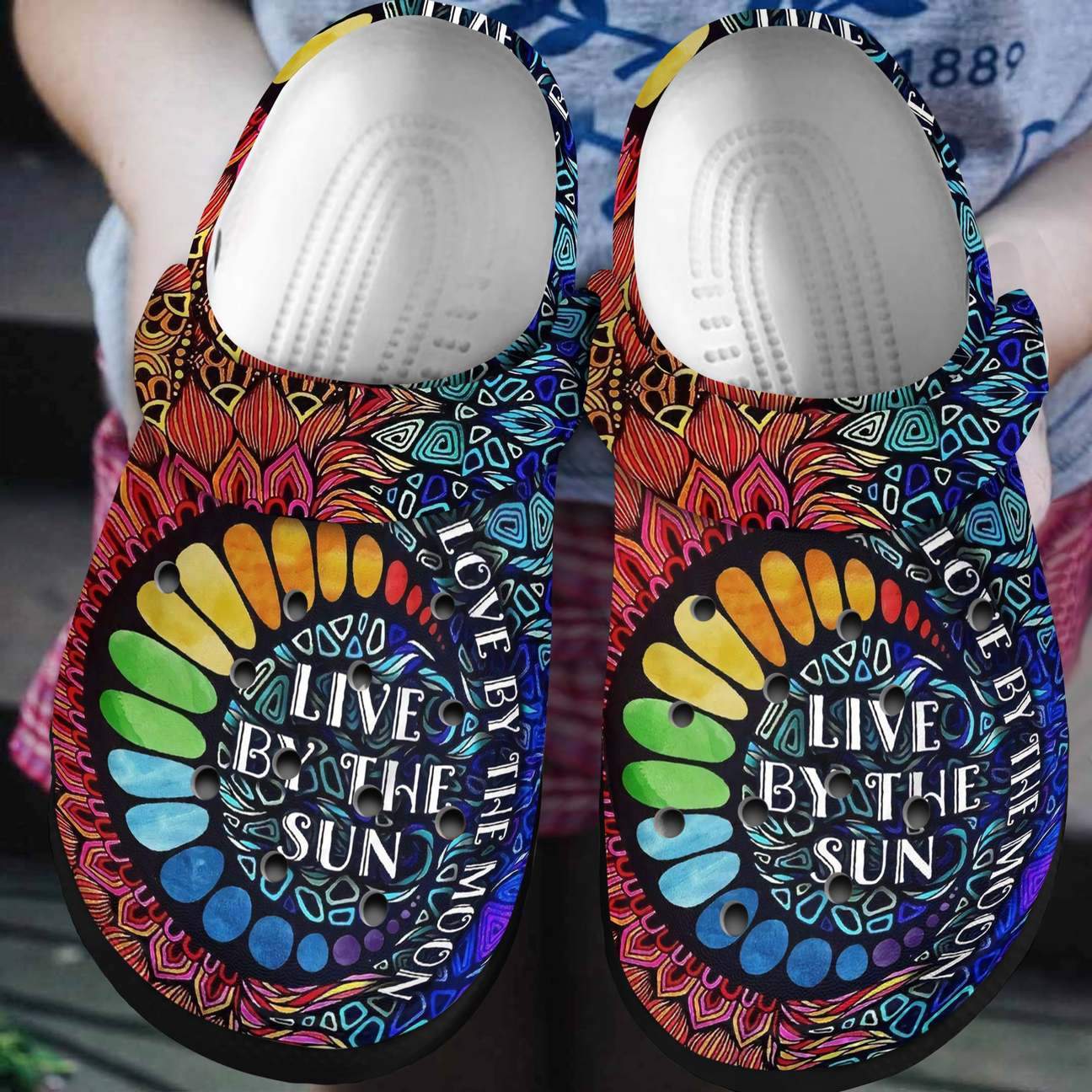 Hippie Personalized Clog, Custom Name, Text, Color, Number Fashion Style For Women, Men, Kid, Print 3D Love By The Moon