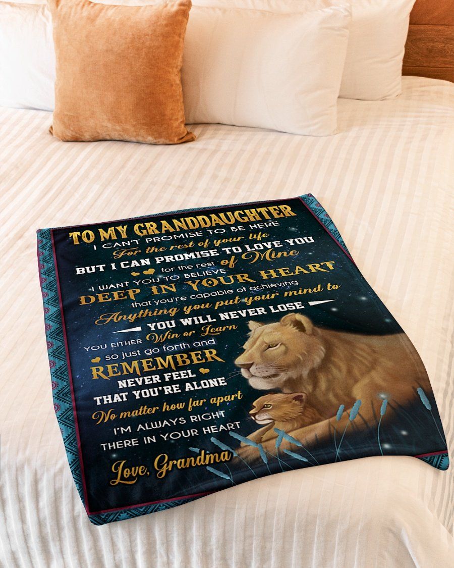 You Will Never Lose Lion Blue Sky Grandma Gift For Granddaughter Fleece Blanket