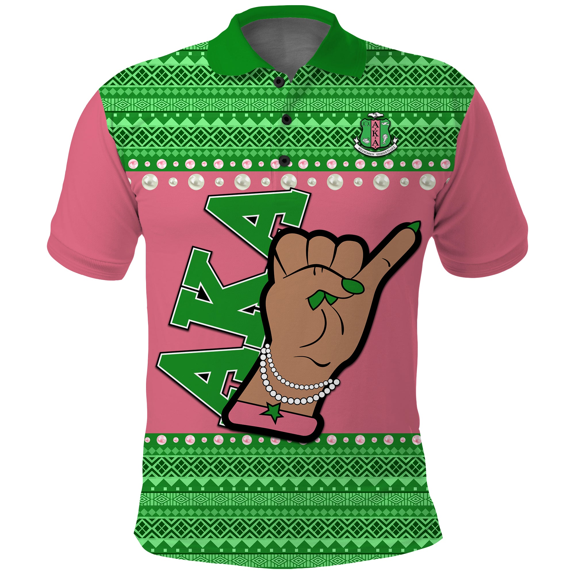 Alpha Kappa Alpha Polo Shirt African Pattern Lt13