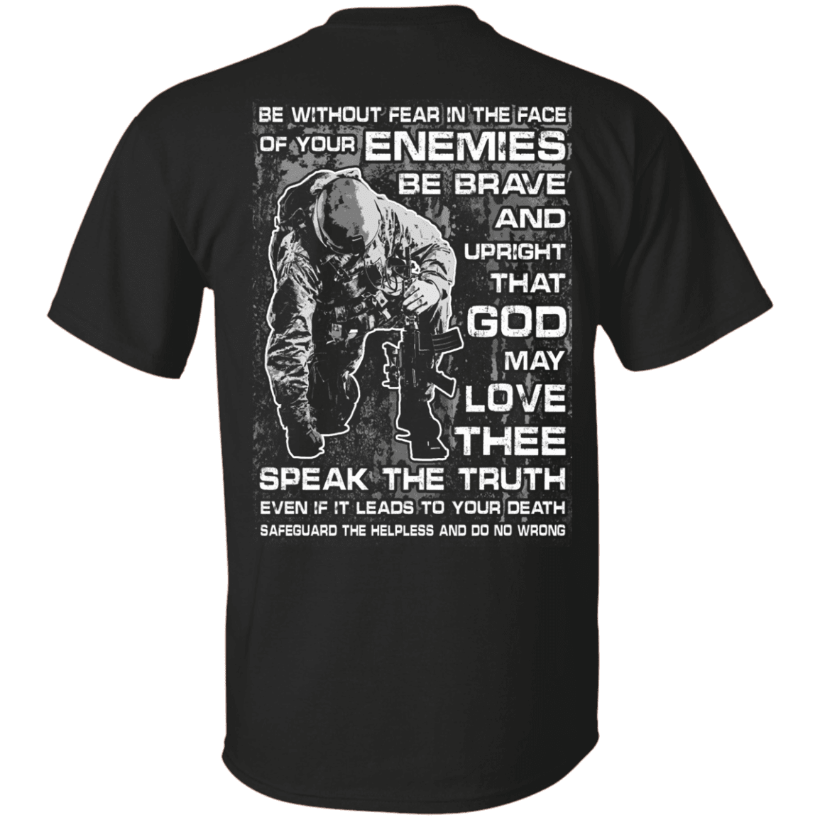 Military T-Shirt ”Be without Fear in The Face” Men Back