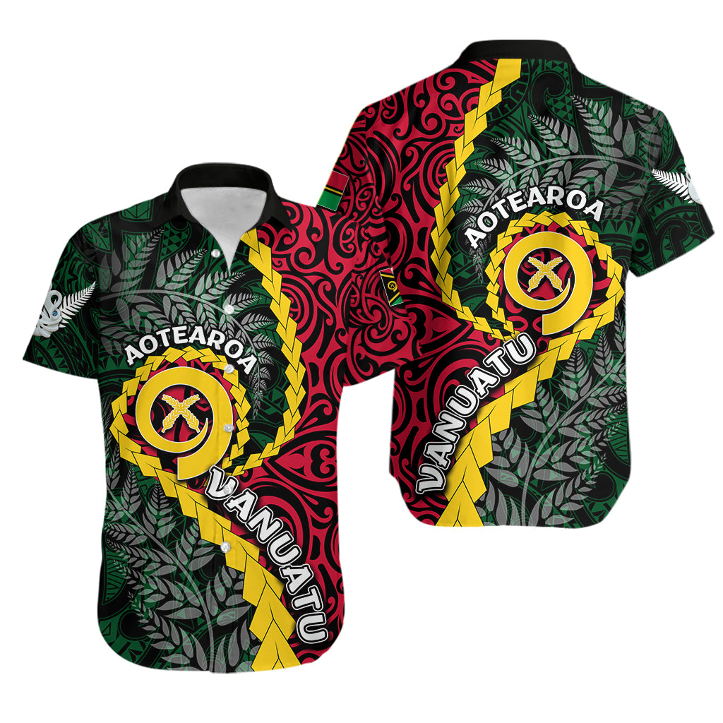 Vanuatu Hawaiian Shirt Mix Maori Silver Fern Lt6