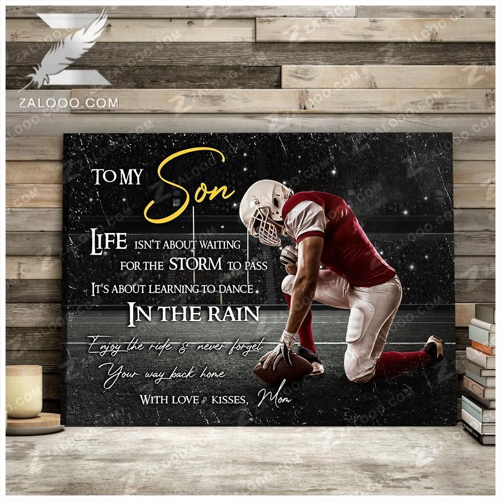 Canvas – Football – Life Isnt About Waiting For The Storm To Pass Gift For Family, Wall Art Decor, Canvas Print, Home Decor