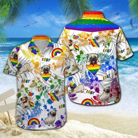Pug Lgbt Hawaiian Shirt, Pug Lover Hawaiian Shirt, Aloha Shirt For Dog Lover