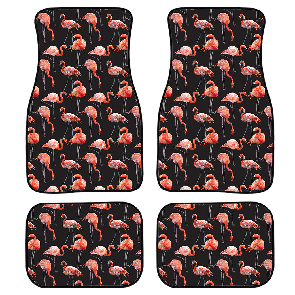 Watercolor Flamingo Pattern Print Front And Back Car Floor Mats, Front Car Mat