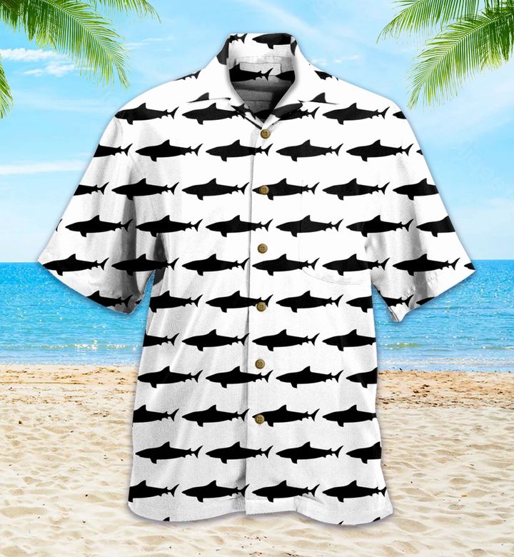 Shark Attack White Hawaiian Shirt 3D