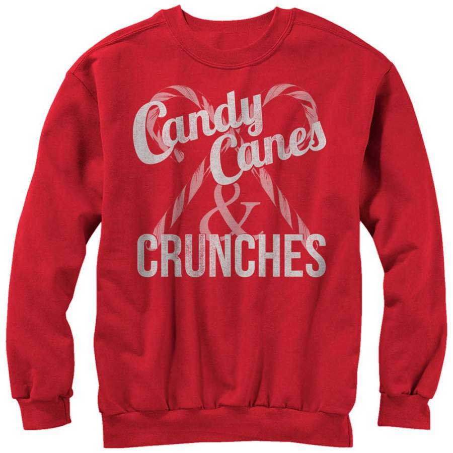 CHIN UP Women’s Christmas Candy Canes and Crunches  Sweatshirt Red