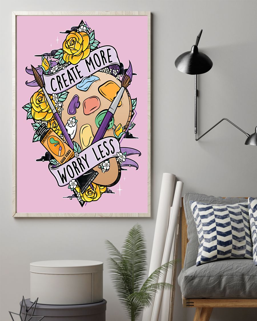 Professions Poster – Create More Worry Less Painter Vertical Canvas And Poster | Wall Decor Visual Art