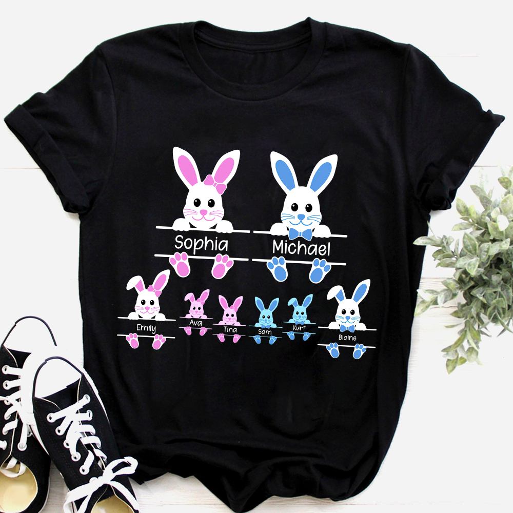 Apayprint – Bunny Easter, Grandkid’s Name | Personalized T-Shirt