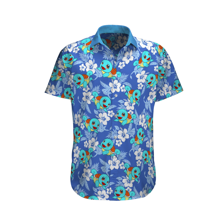 Squirtle Pokemon Shirt, Squirtle Hawaiian Shirt, Pokemon Hawaiian Shirt, Anime Summer Hawaiian Shirt Animood Collections