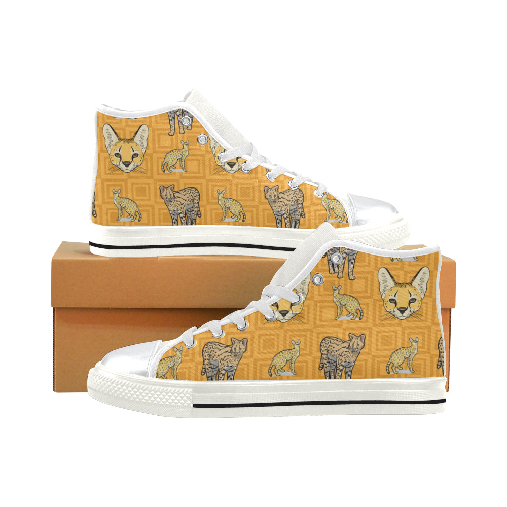 Savannah Cat White High Top Canvas Shoes for Kid