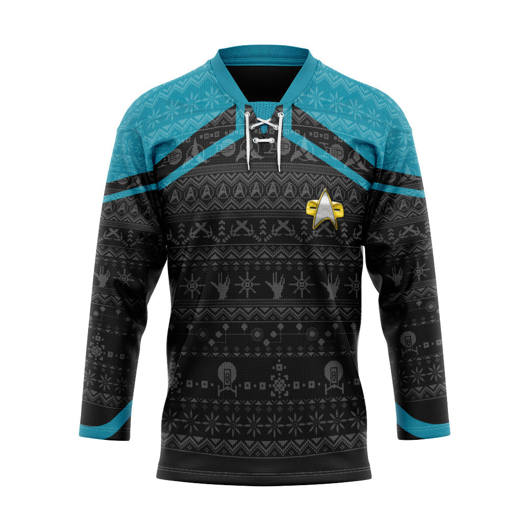 3D S.T Picard 2022 Blue Ugly Christmas Custom Hockey Jersey