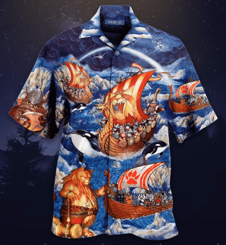 Viking Cats Fa-La-La Valhalla La Hawaiian Shirt Pre12105