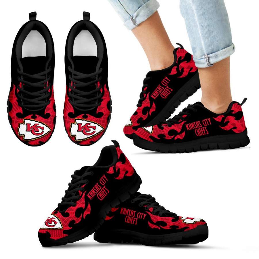 Tribal Flames Pattern Kansas City Chiefs Sneakers