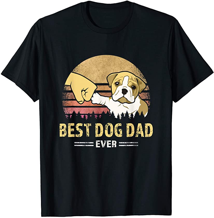 Mens Cute Best Bulldog Dad Ever Retro Vintage Gift Puppy Lover T-Shirt