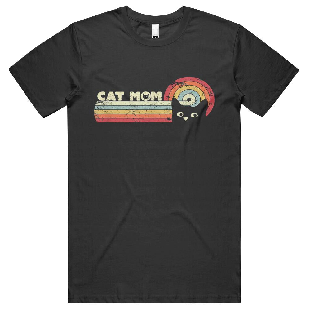 Cat Mom Shirt. Retro Kitten Men T Shirts