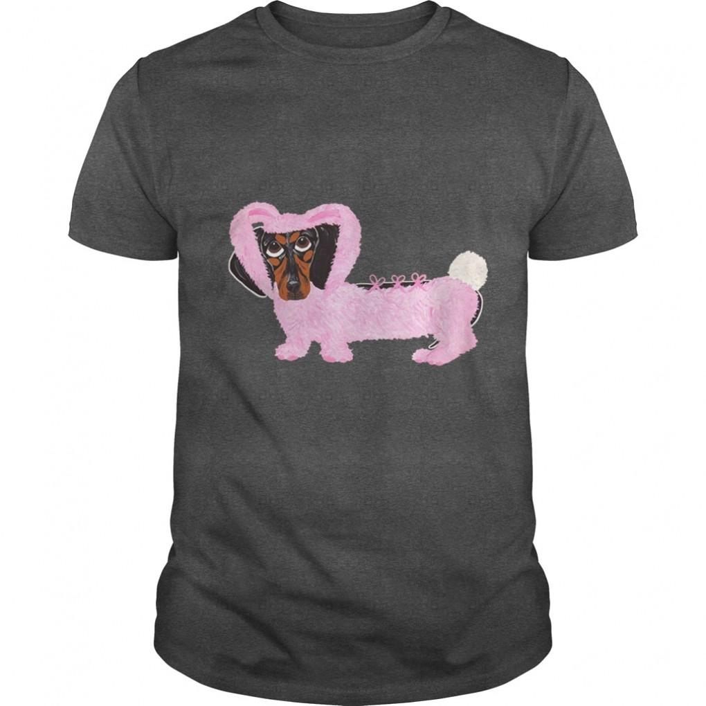 Dachshund In Fuzzy Pink Bunny Grandpa Grandma Dad Mom Girl Boy Guy Lady Men Women Man Woman Pet Dog Lover Guys Tee 838963959