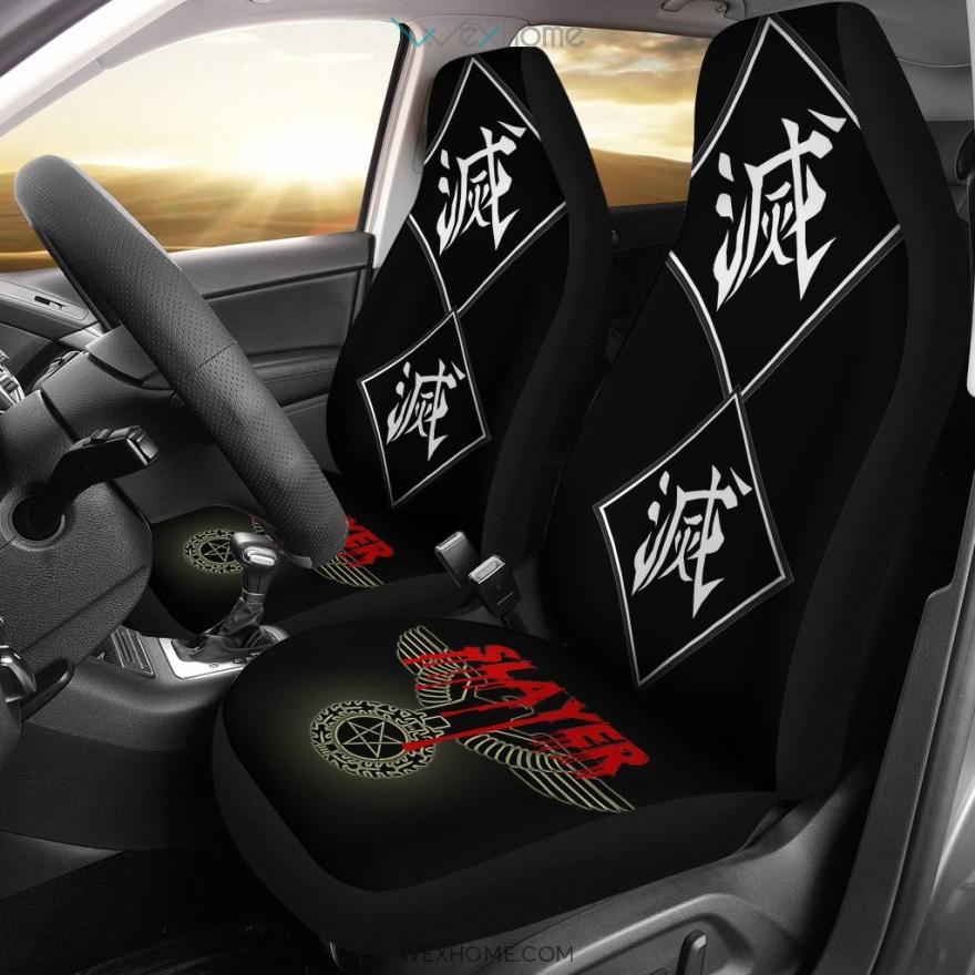 Demon Slayers Anime Car Seat Covers | Bloody Slayer Eagle Logo Seat Covers