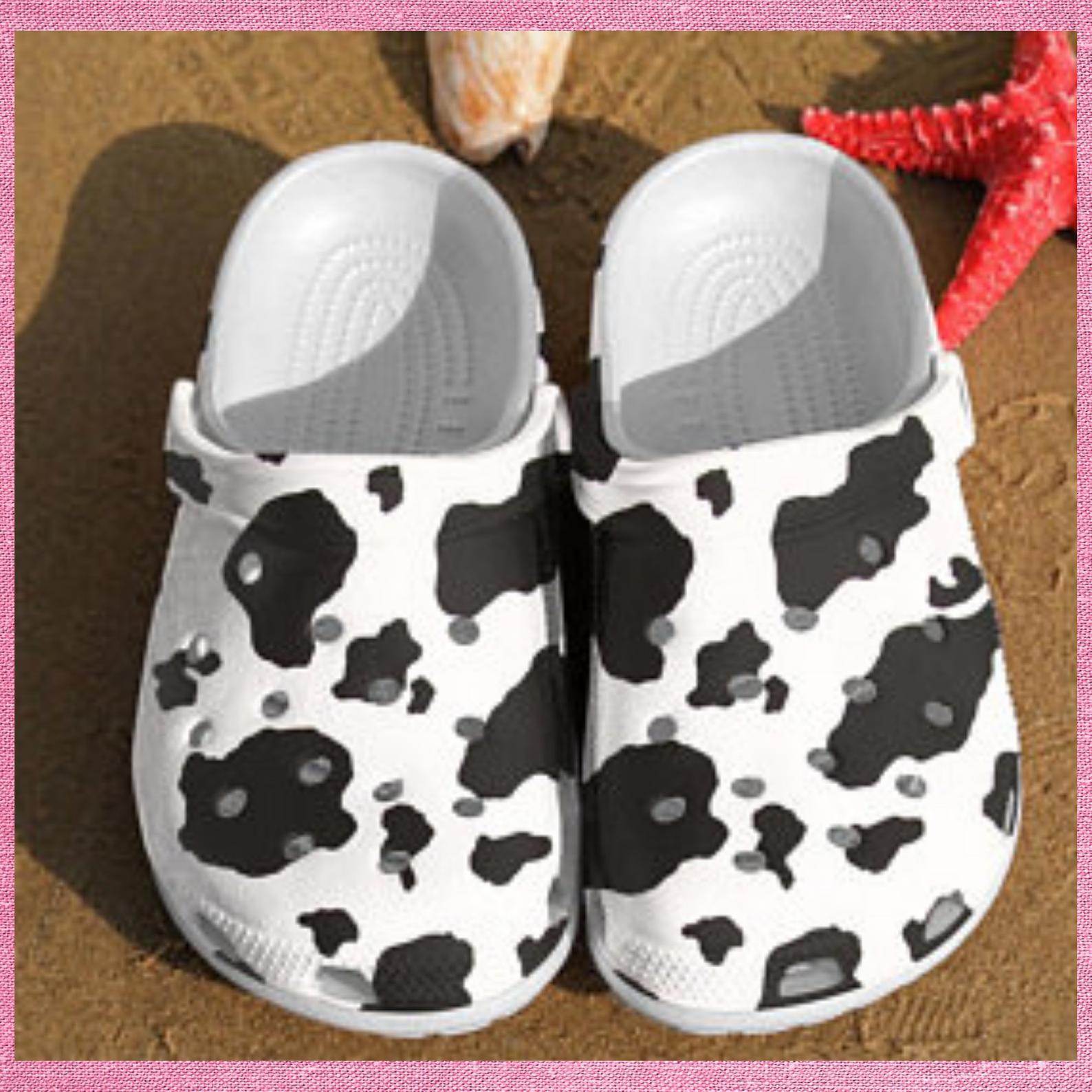 New Cow Fabric Crocs Crocband Clog