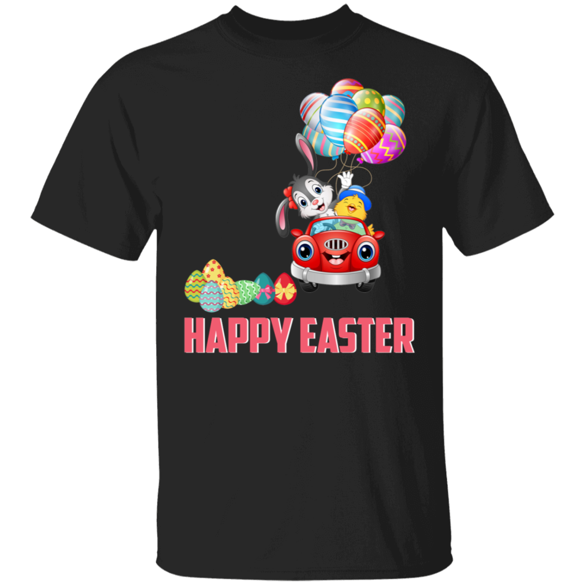 Easter Bunny Car Shirt Happy Easter Cute Easter Bunny Chicken Riding Car Egg Hunt Lover Gifts T-Shirt